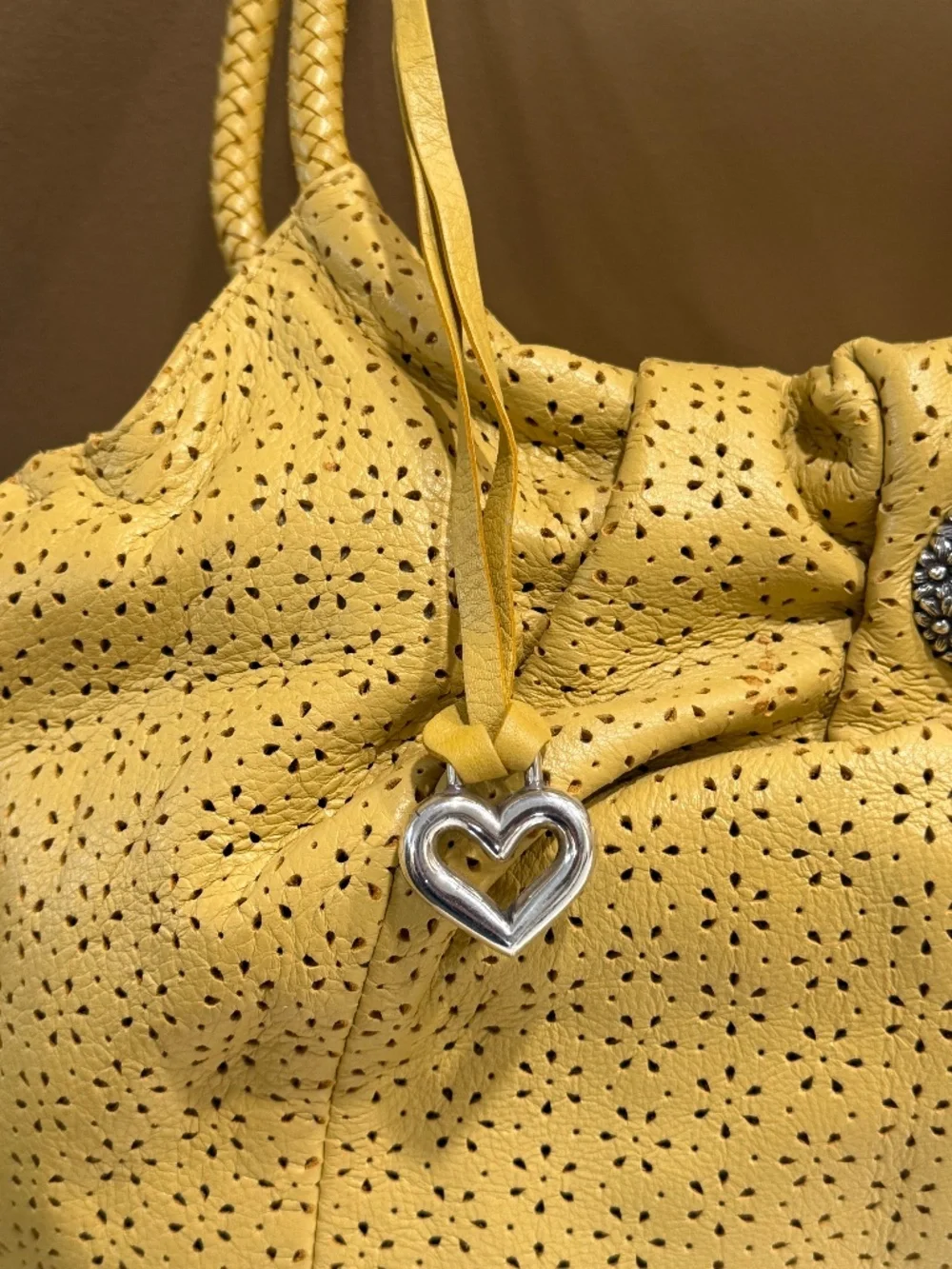 Brighton Francie Daisies Galore Hobo bag, Autumn Yellow, Leather